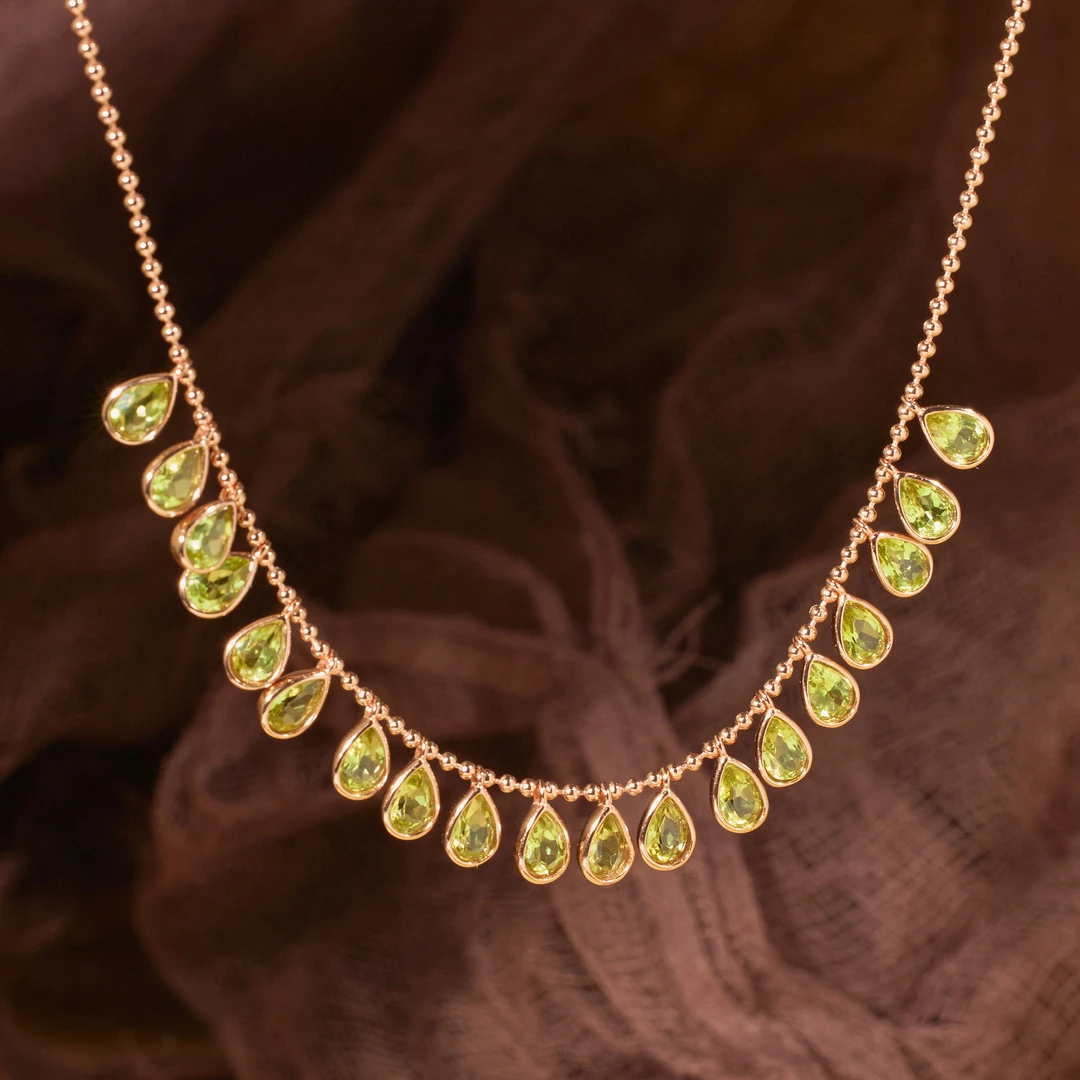 【歪歪】橄榄石项链*S925镶嵌W8541