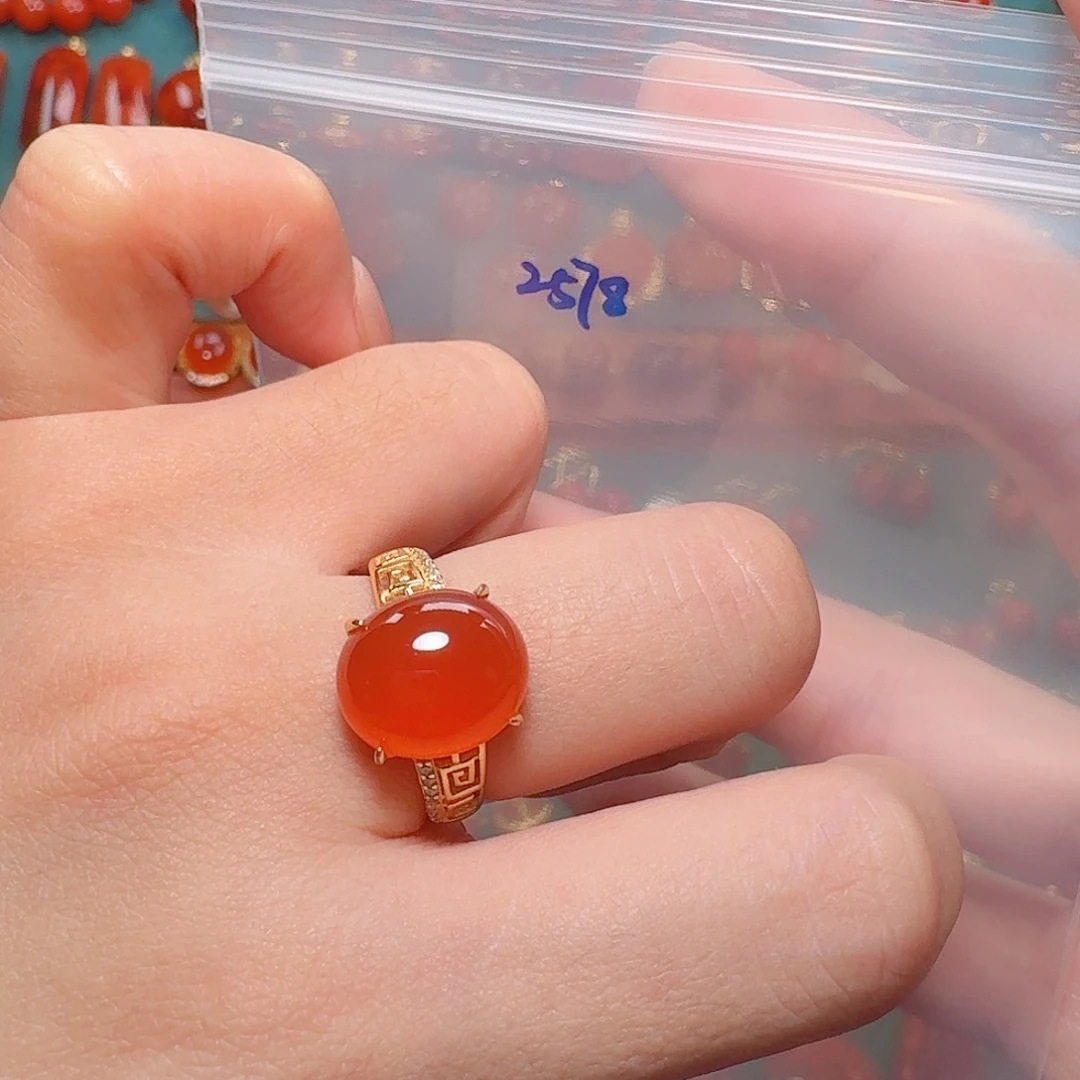 南红玛瑙银S925镶嵌戒指