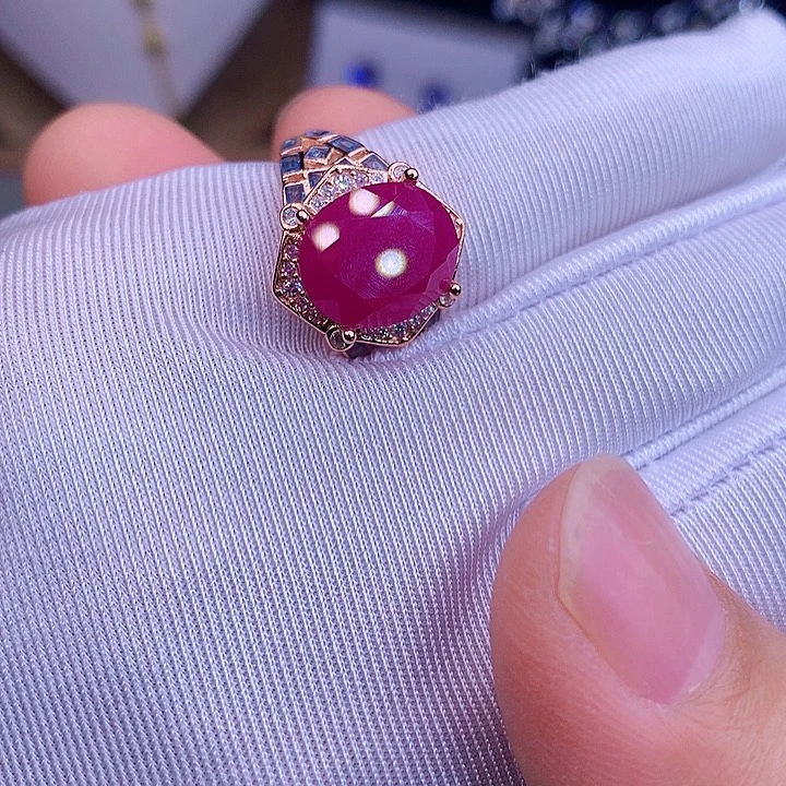 红宝石银S925镶嵌戒指