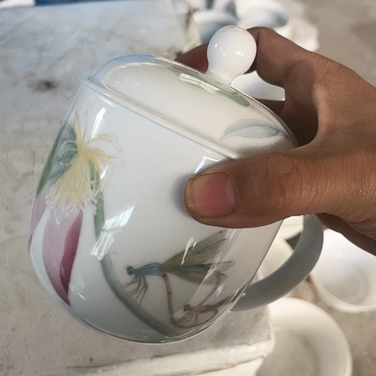 盘办公杯手绘一个陶瓷