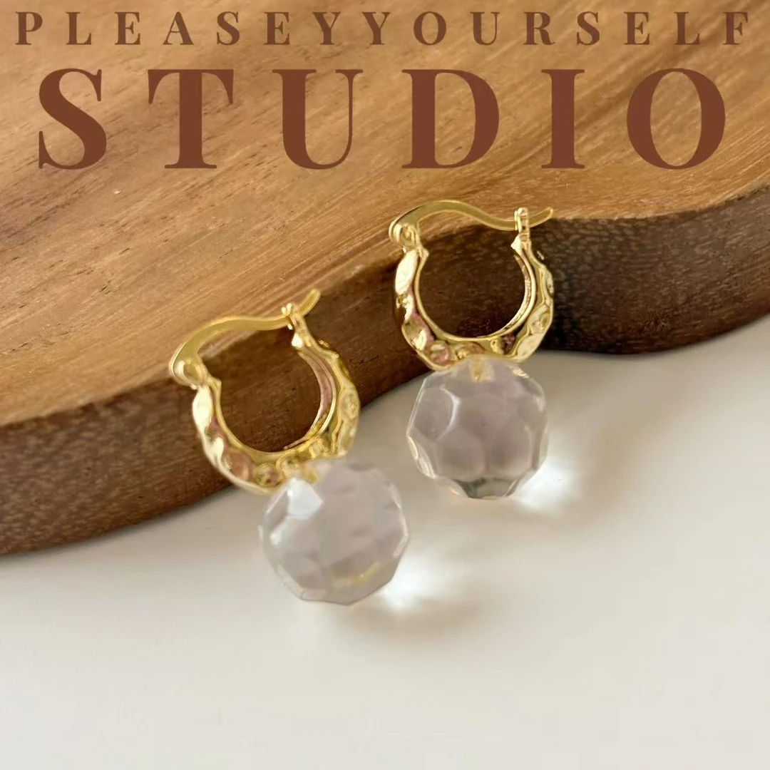 纯铜耳饰 「冰霜」夏苒原创设计无相珠白水百搭时尚耳饰