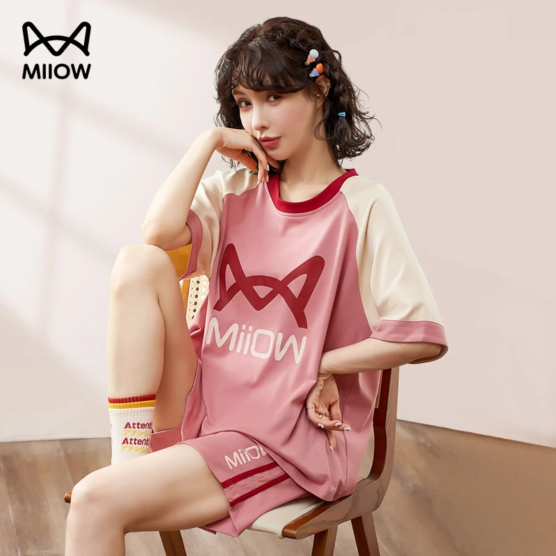 猫人睡衣女款爆款2025新款夏季薄款全棉100%短袖出门款家居服套装