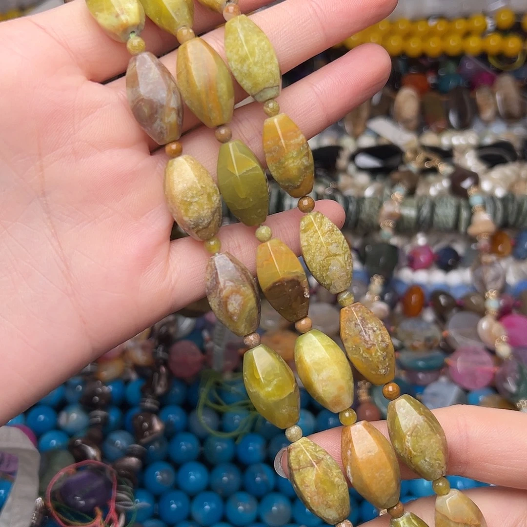 玛瑙/玉髓合金珠宝半成品V587。20*11mm天然袖化玉灯笼桶珠一条