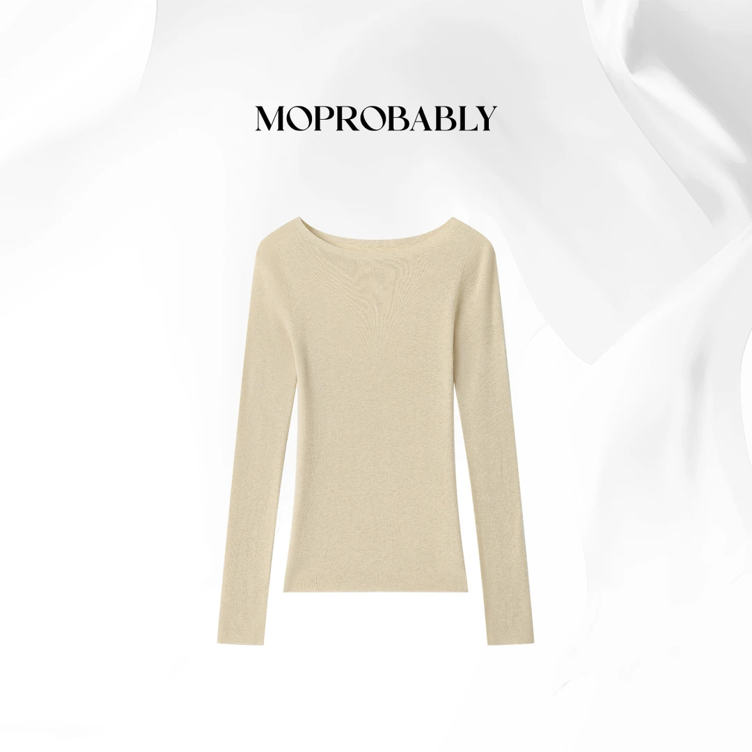 Moprobably贝贝「柔糯」时尚气质百搭圆领针织衫B5376048