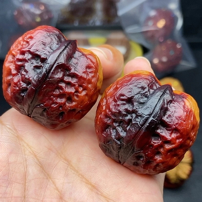 【闪购商品】把件文玩核桃38尺七彩帝王筋元宝