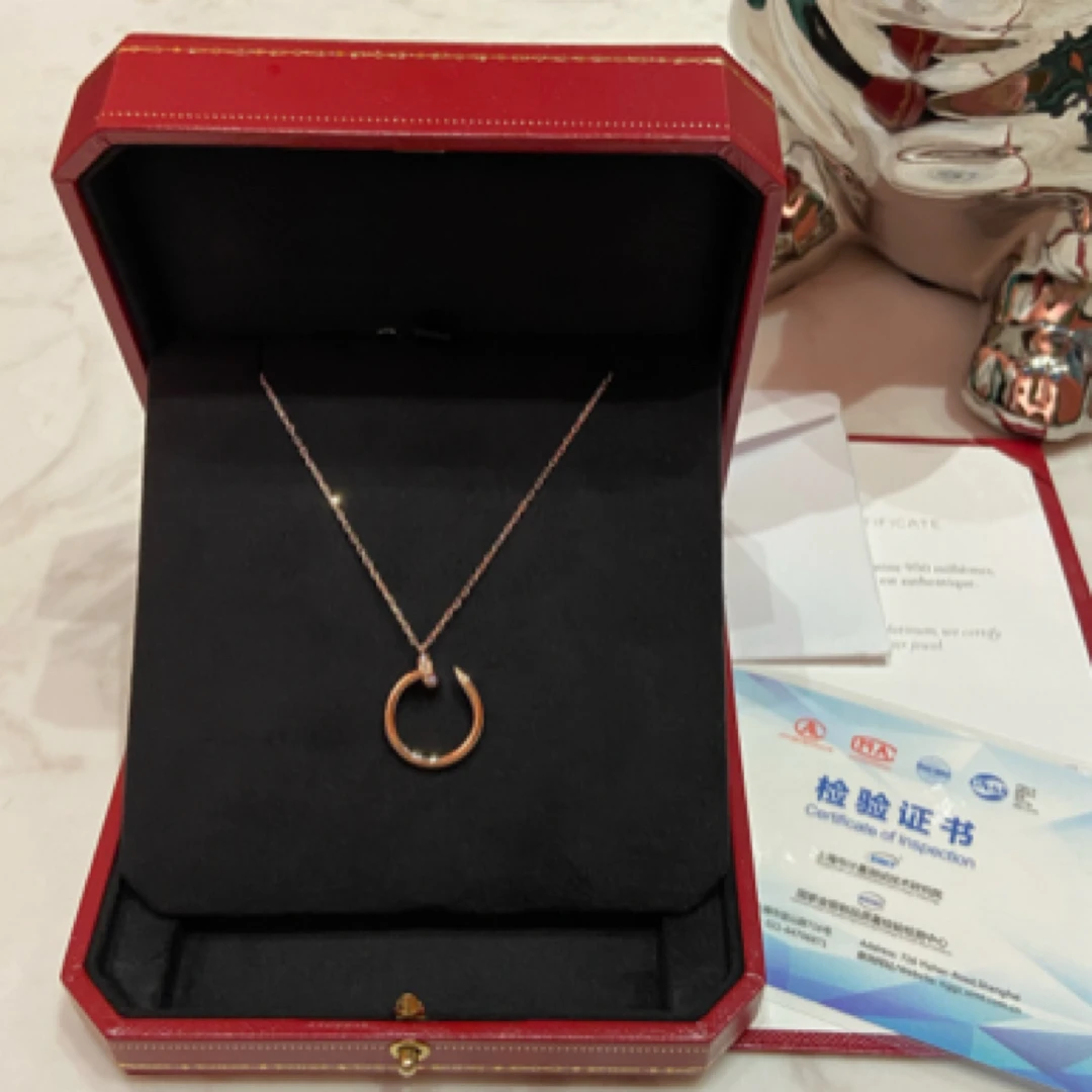 95新 Cartier/卡地亚 钉子项链头尾带钻18K玫瑰金