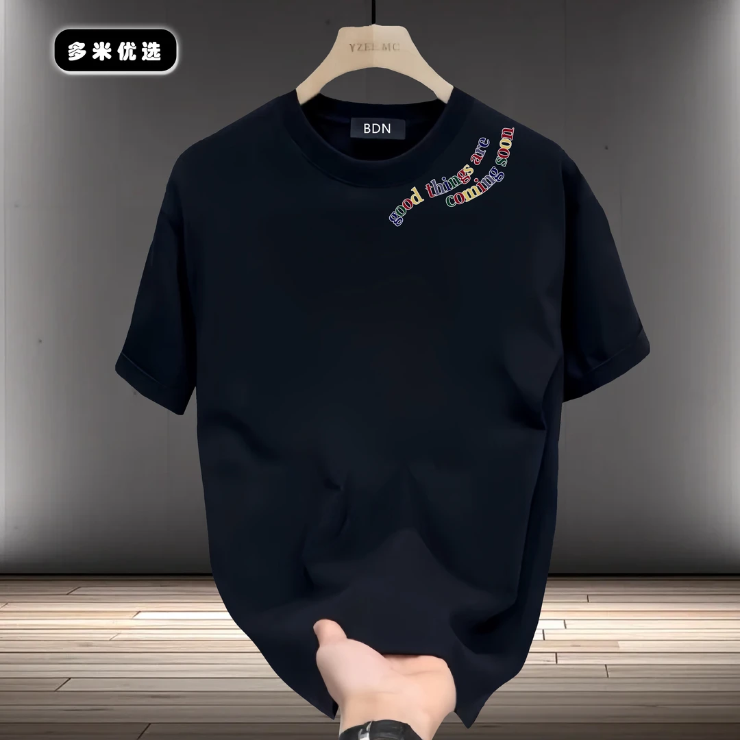 邦德妮夏季新款纯棉短袖T恤百搭时尚创意印花T恤男士潮牌圆领上衣