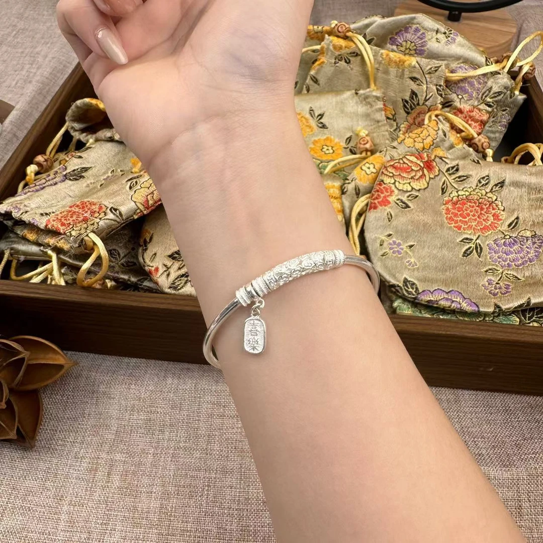 足银手镯 999.9【个人单！！！】手镯时尚百搭复古磨砂素款气质国