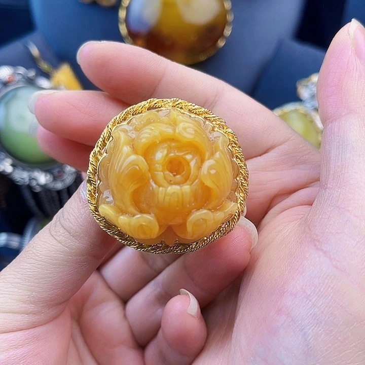 琥珀银S925镶嵌裸石