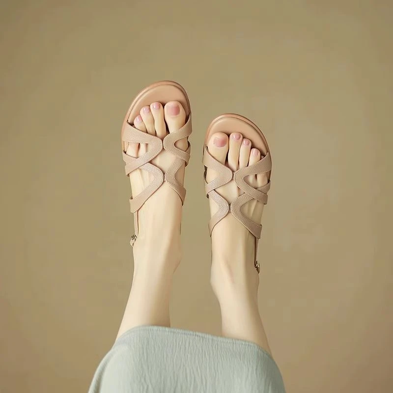 【意大利】René Vanvilla优雅舒适⭐平底2cm 羊皮圆头露趾凉鞋女