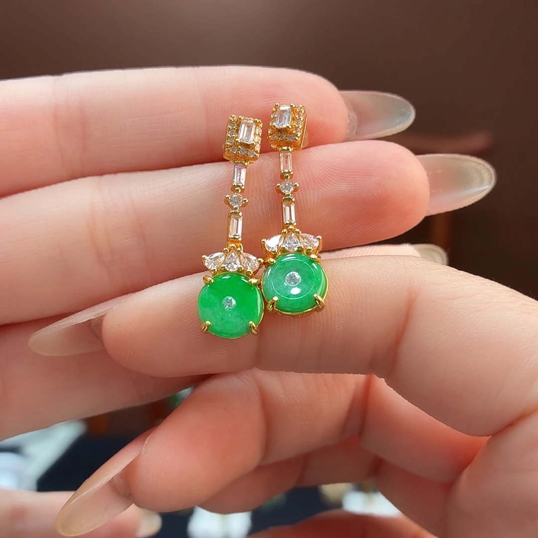 翡翠银S925镶嵌耳饰