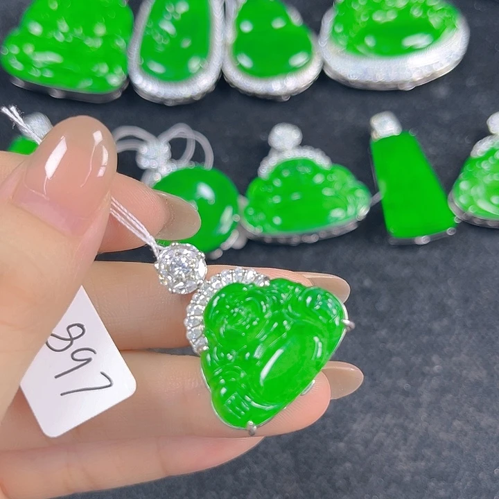 翡翠银S925镶嵌吊坠(不含链)