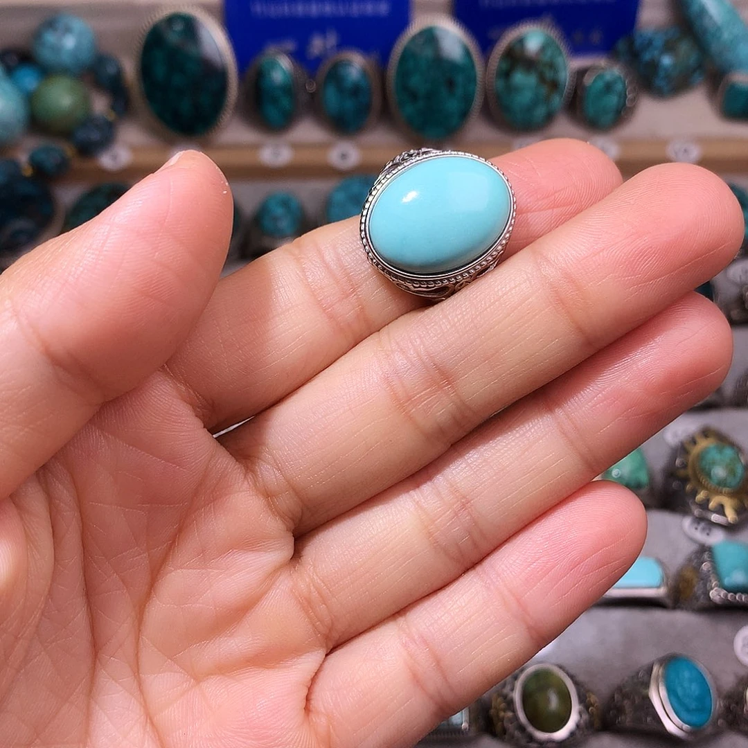 绿松石挂件银S925镶嵌