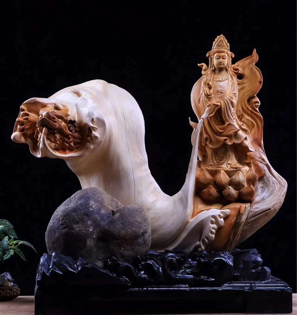 太行崖柏根雕手把工艺品观音雕刻摆件随行摆件工艺品