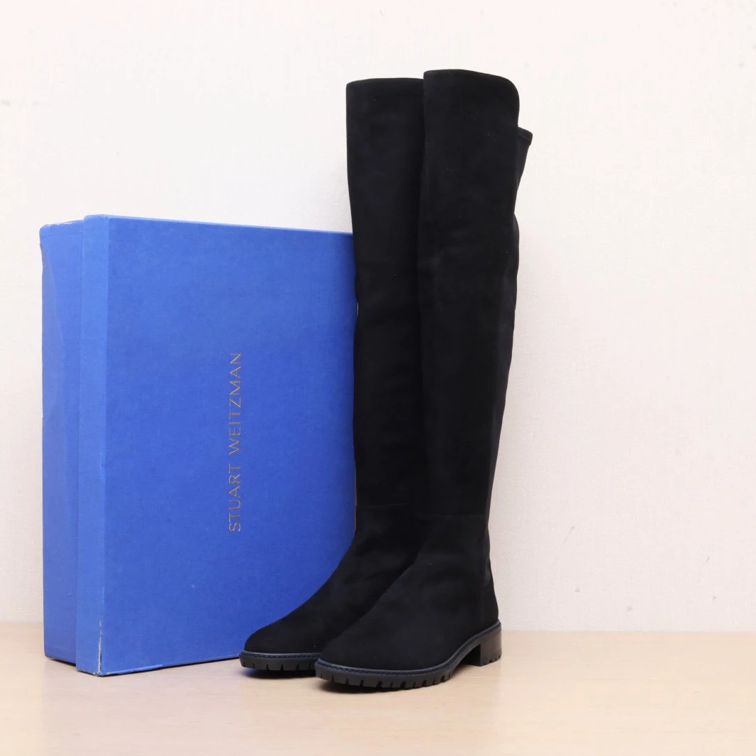 未使用 StuartWeitzman 【念念】黑色 麂皮 5050 靴子 38码
