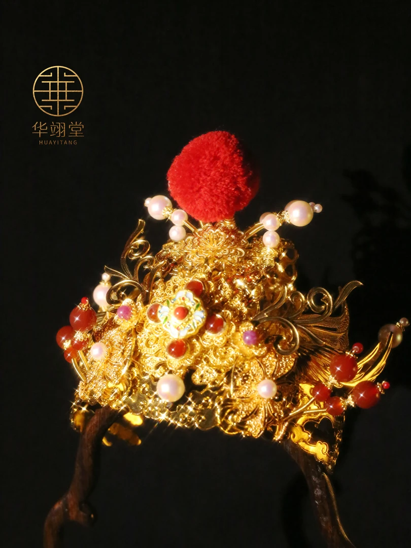 铜合金婚庆饰品 华翊堂原创汉服配饰宝玉紫金发冠中式