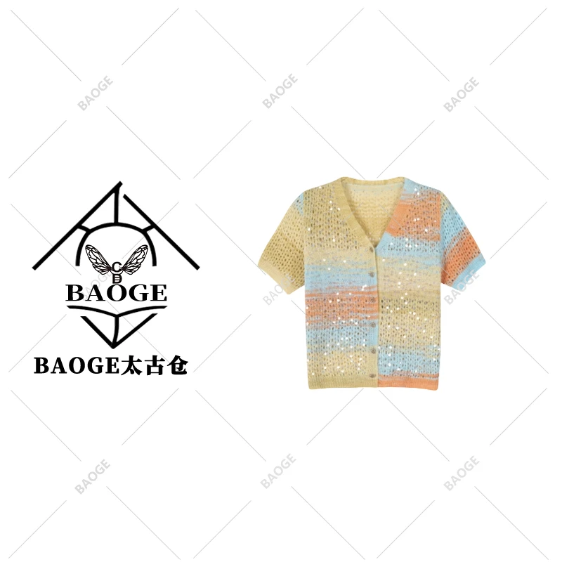 【BAOGE太古仓】轻奢亮片重工女士毛衣套头中款显瘦休闲时尚