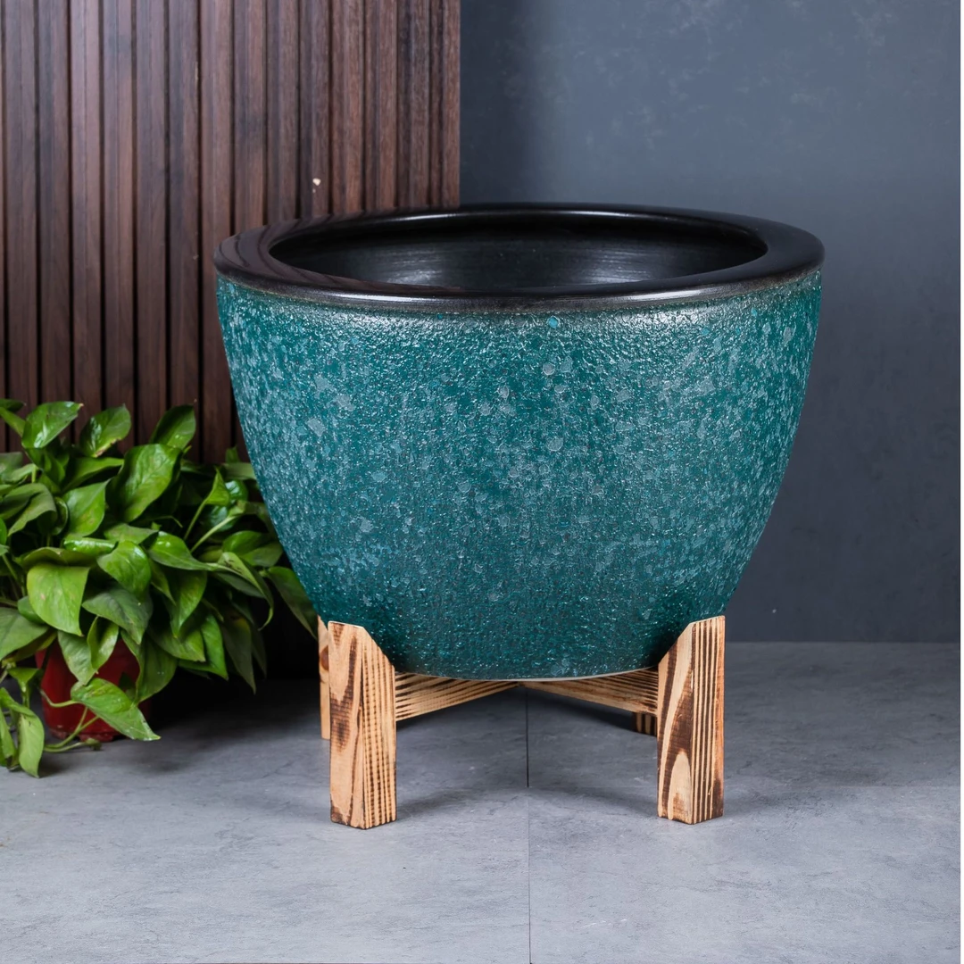 景德镇陶瓷鱼缸门海 平口蓝泡