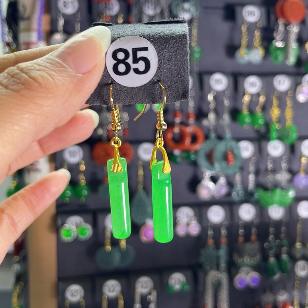翡翠银S925镶嵌耳饰85