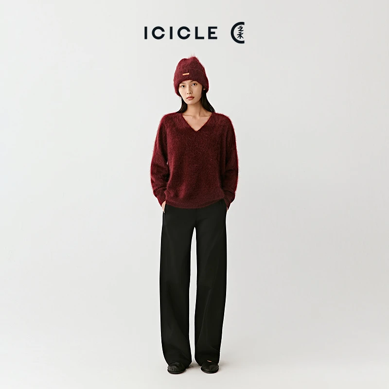 ICICLE之禾厚弹力羊毛罗马布阔腿裤0453