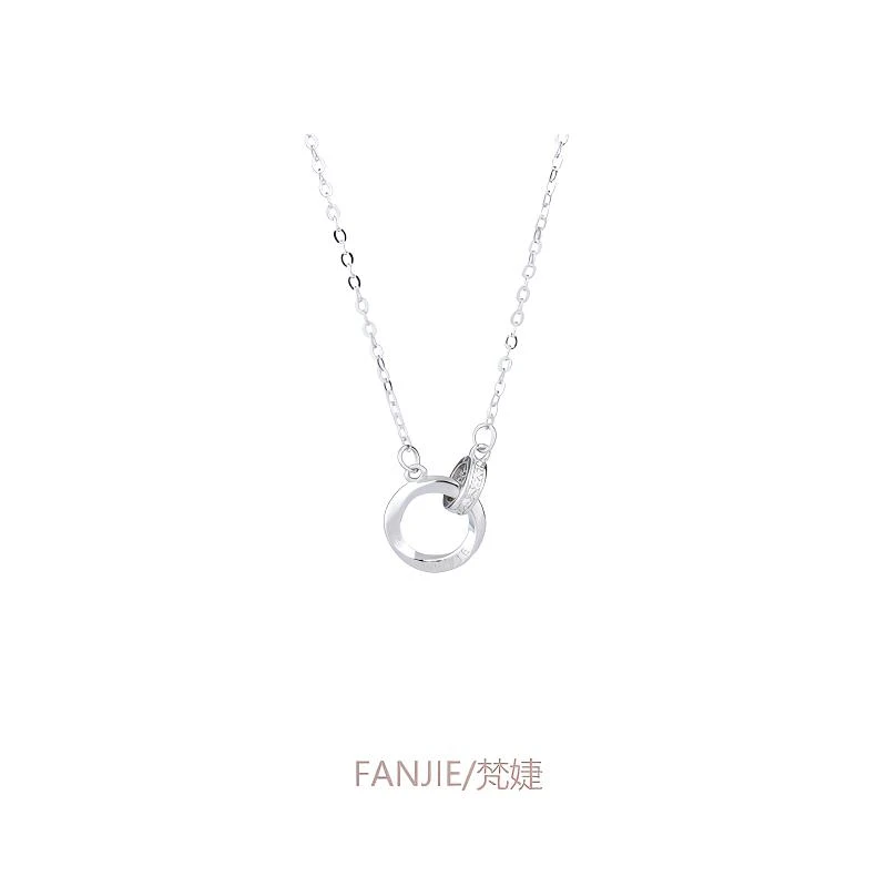 钛钢锆石项链 梵婕莫比乌斯项链女坠链环环相扣颈链锁骨项链顶链