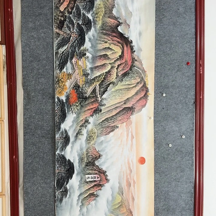 国画手绘国画泰山揽胜