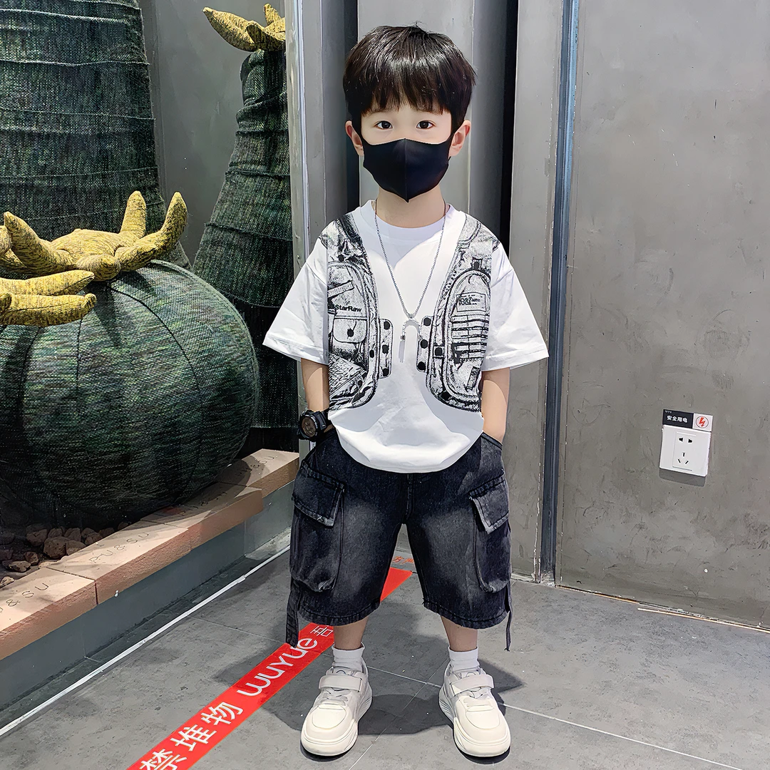 男童夏装2025新款帅气时髦宝宝衣服潮夏季短袖韩范痞帅小男童装