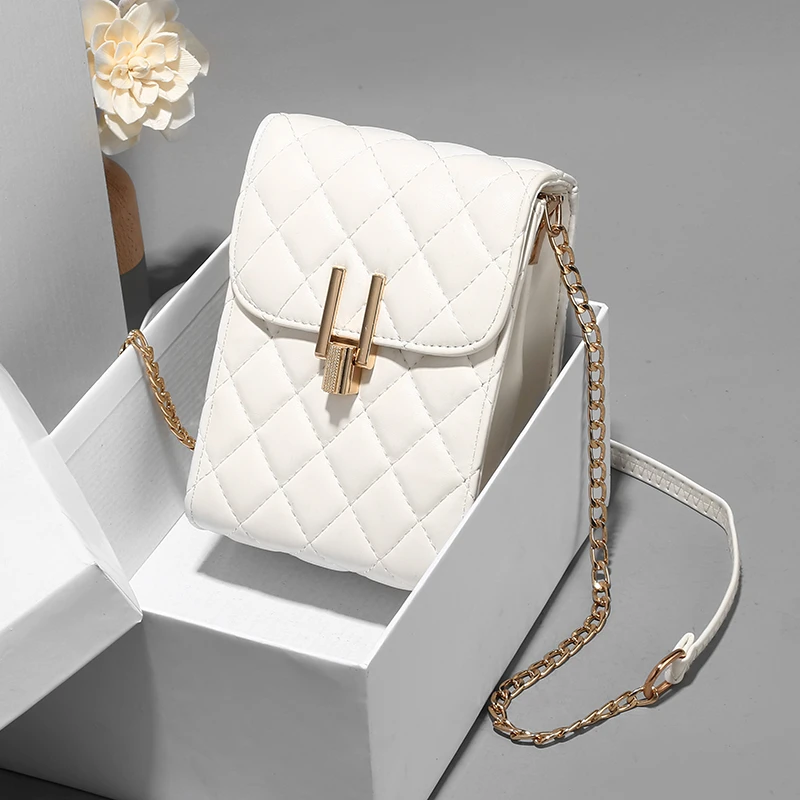 【万达专柜】高端手机包女斜挎2025新款菱格迷你时尚百搭放零钱春