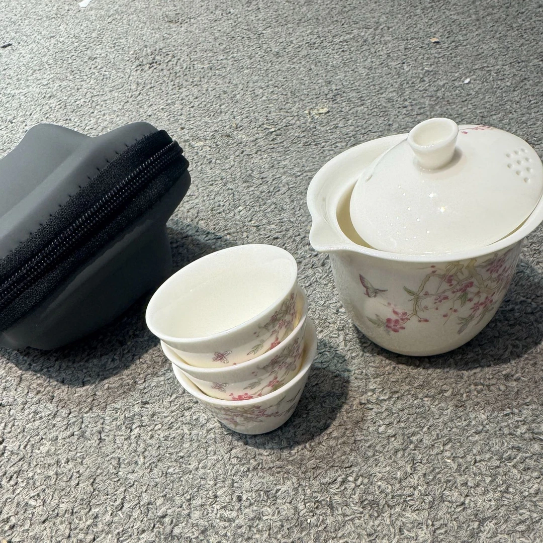 ZH2500-桃花旅行套装手工户外复古陶瓷中式+茶盘