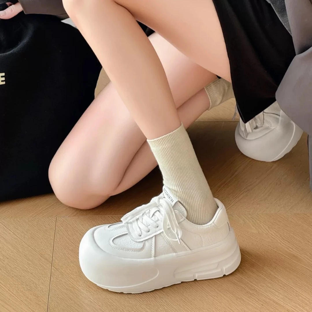 哇噻！瘦腿神器~厚底增高真皮小白鞋女休闲运动鞋板鞋0205
