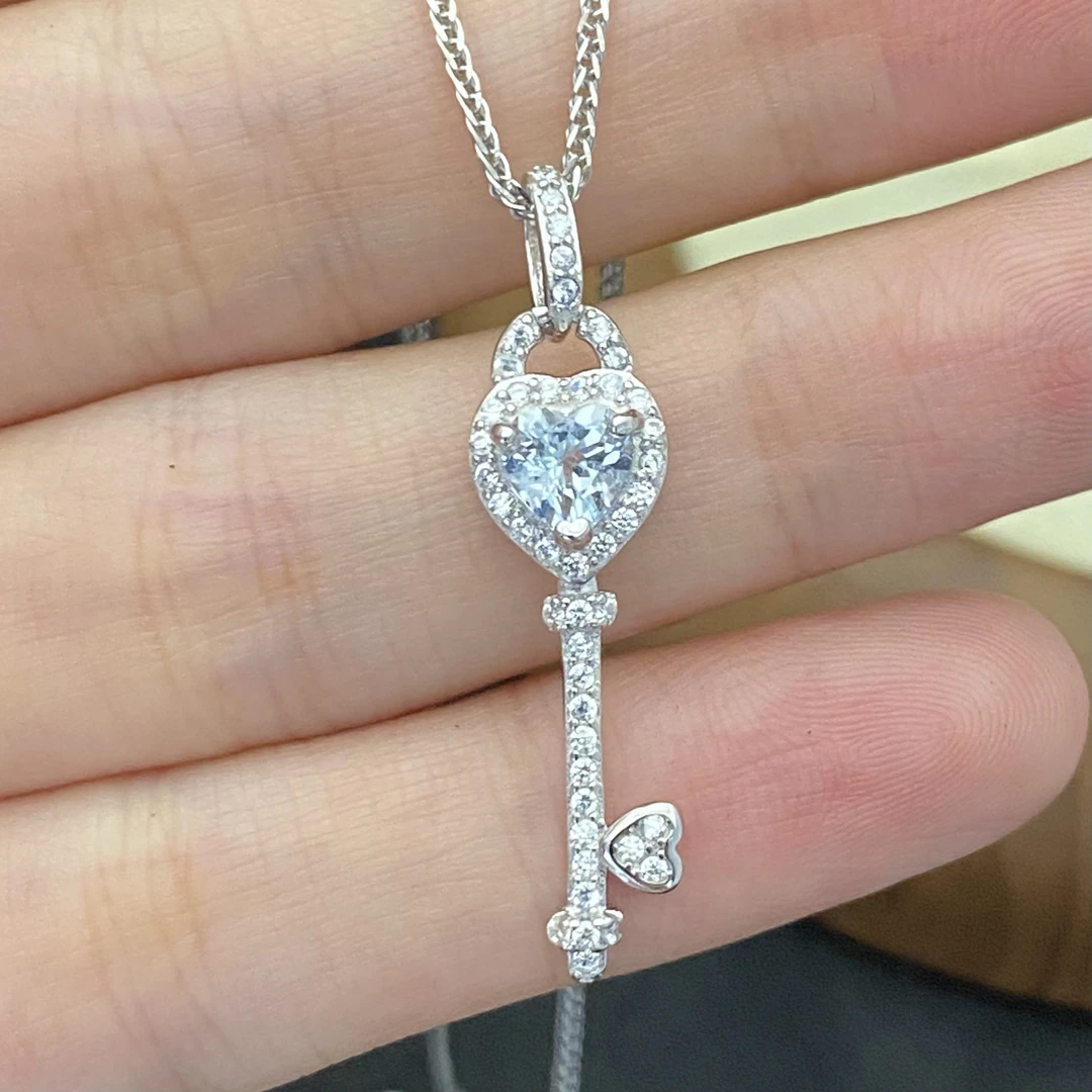 钥匙吊坠 天然海蓝宝吊坠（不含链）s925银 主石5mm 精致时尚百搭YM