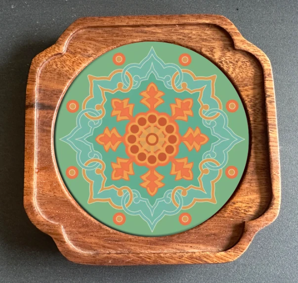 12花神系列闽南花砖个性设计款陶瓷茶杯垫壶承限定（不包括木托盘）