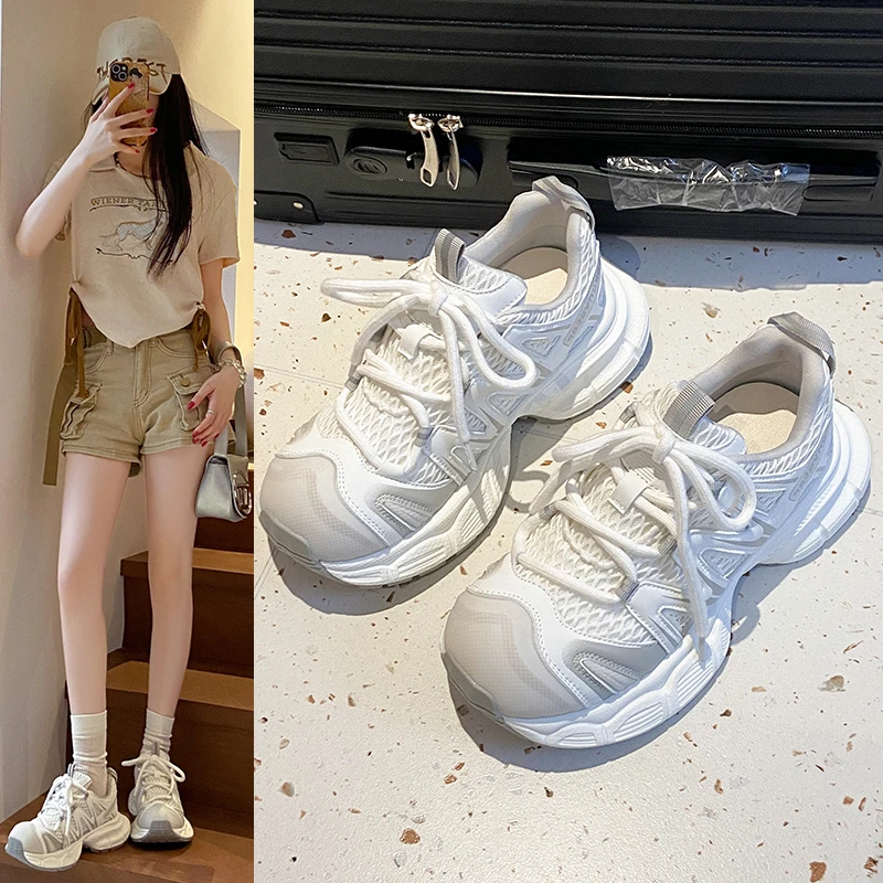 女鞋运动鞋老爹鞋休闲鞋网面小白鞋学生老爹鞋女ins2169厚底2025