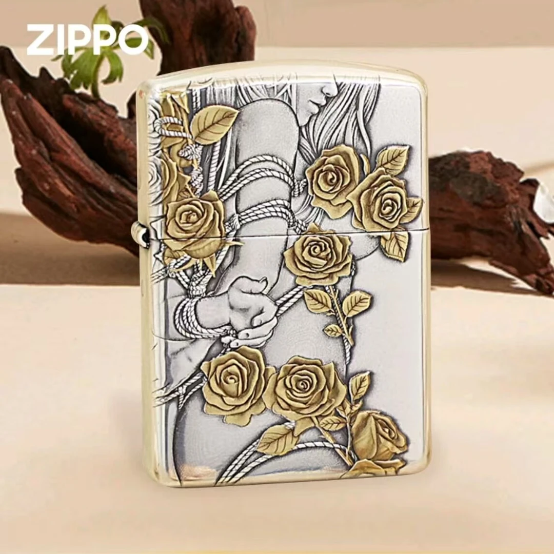 ZIPPO打火机/镀银鎏金【玫瑰女郎】立体【凯亚1】DYJ1