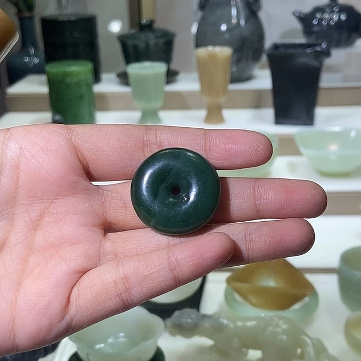 ****和田玉未镶嵌挂件碧玉平安扣