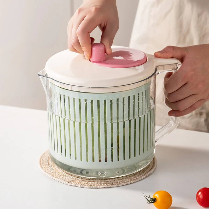 川岛屋蔬菜脱水器家用洗菜盆沥水篮甩干控水沥水菜篮沙拉甩干神器