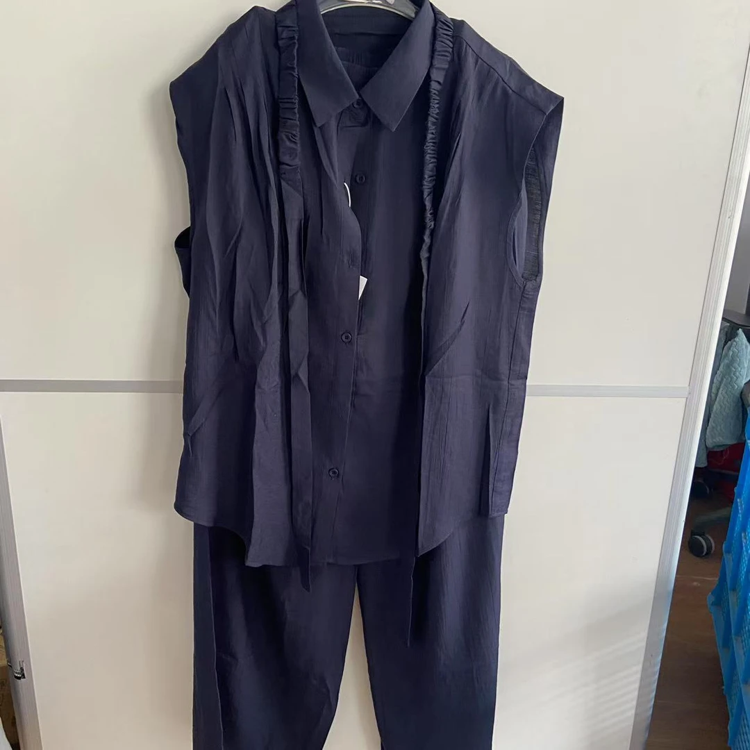 604/5097/155  新款套装裤女2025小众收腰阔腿裤两件套