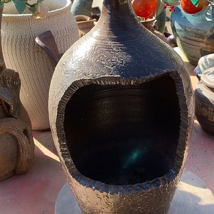 紫砂花盆口18高度40无孔处理