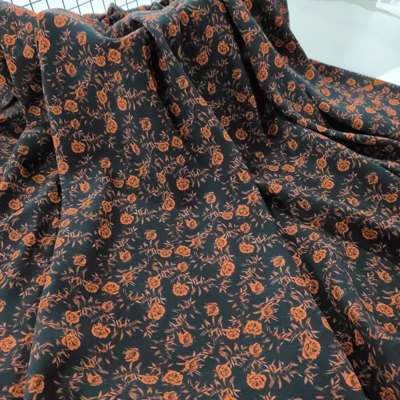 金色/小花 精品染底香兰纱棉绸布料 夏季凉爽人造棉绵绸 服装面料