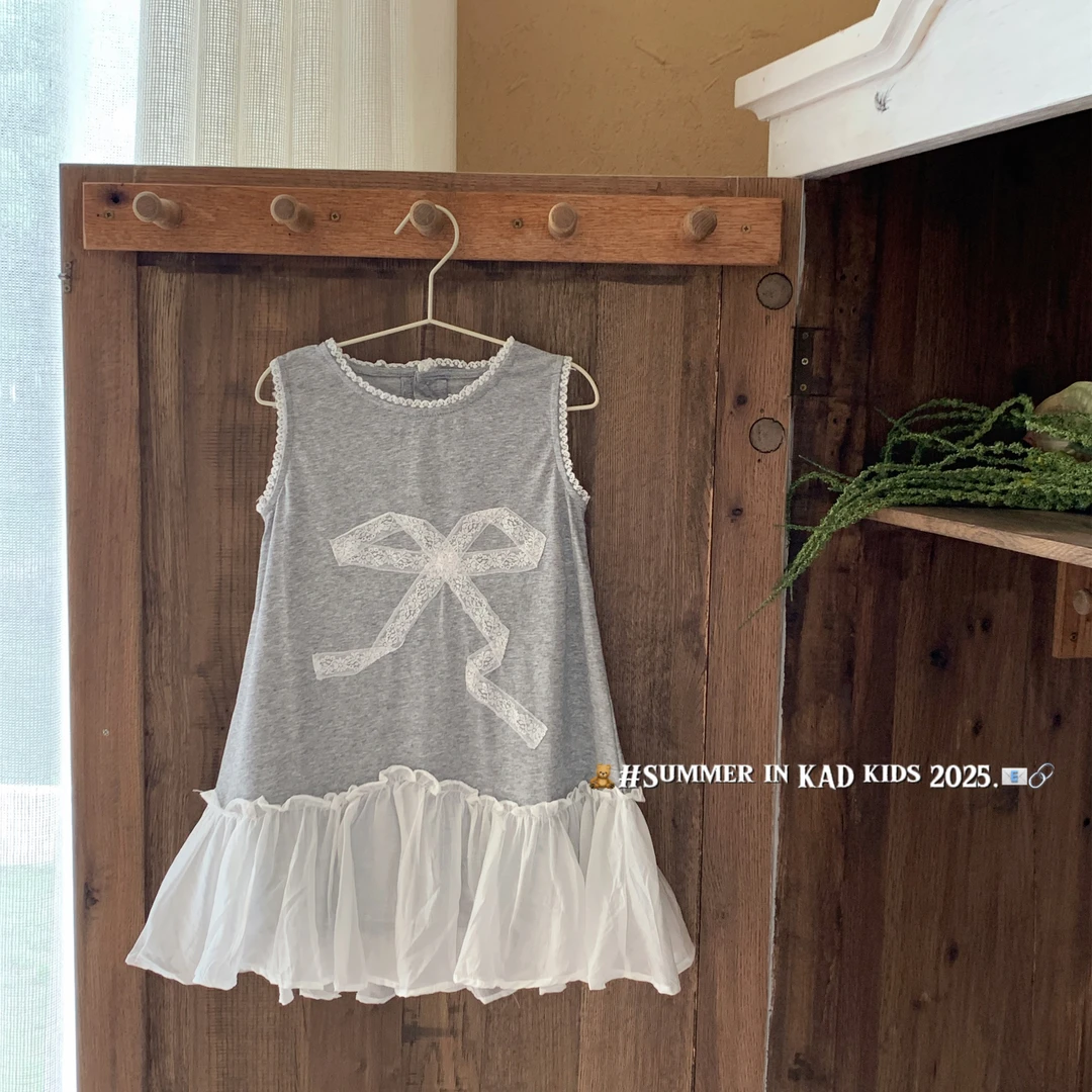 V5043-蝴蝶结拼接背心裙