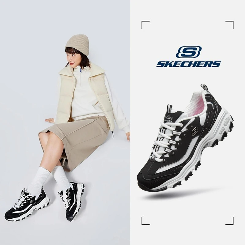 【门店款】斯凯奇女鞋经典黑白熊猫鞋厚底增高老爹鞋休闲运动鞋