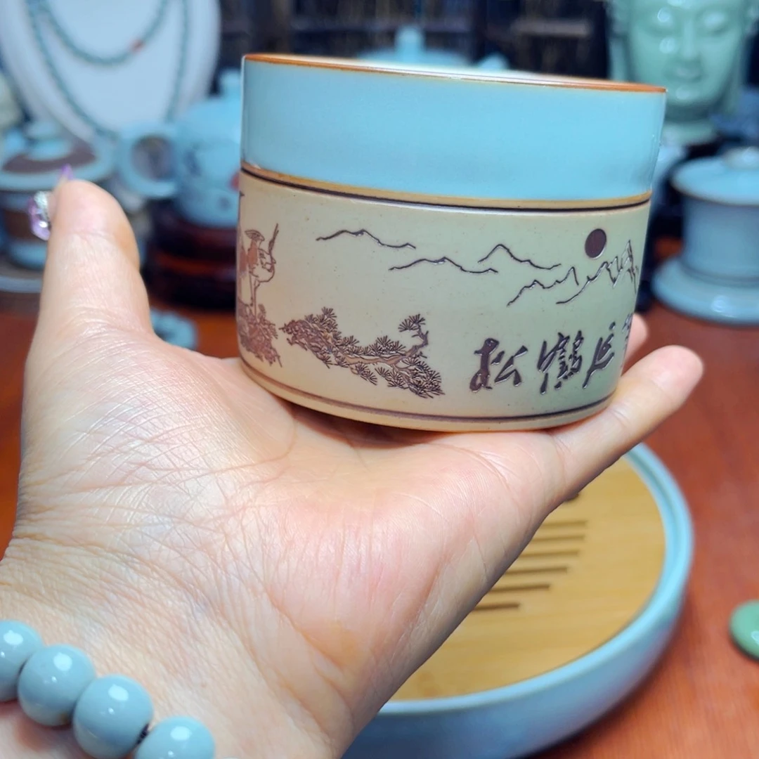 【闪购商品】河南汝州汝瓷厂，茶器摆件，微瑕