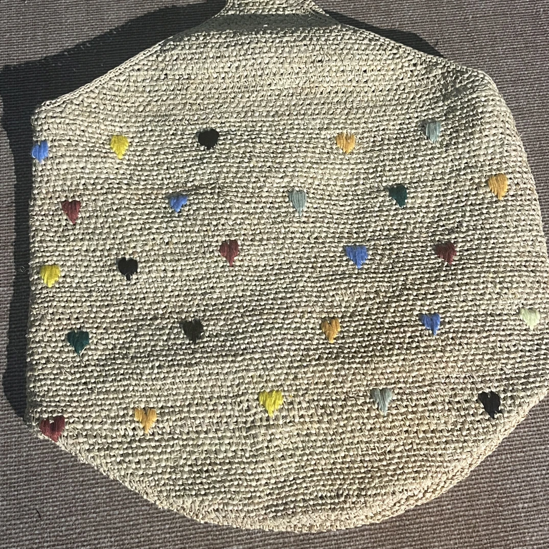 夏季单肩图案户外拉菲草包单肩包