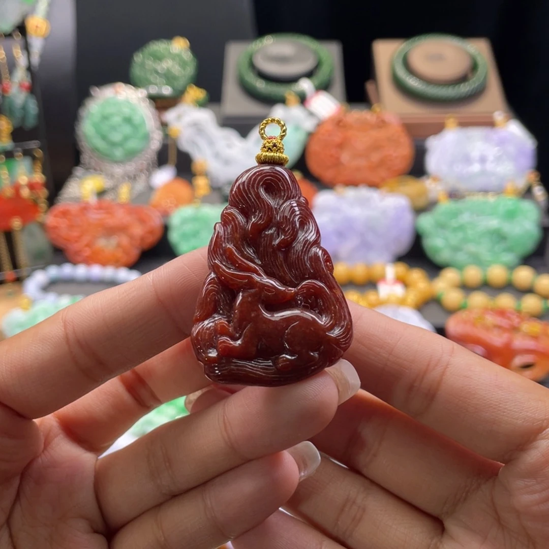 翡翠未镶嵌颈饰倩*代编织