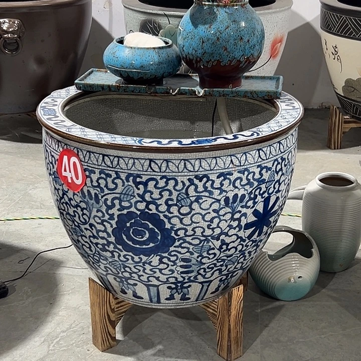 丹***景德镇陶瓷鱼缸直径65高度47