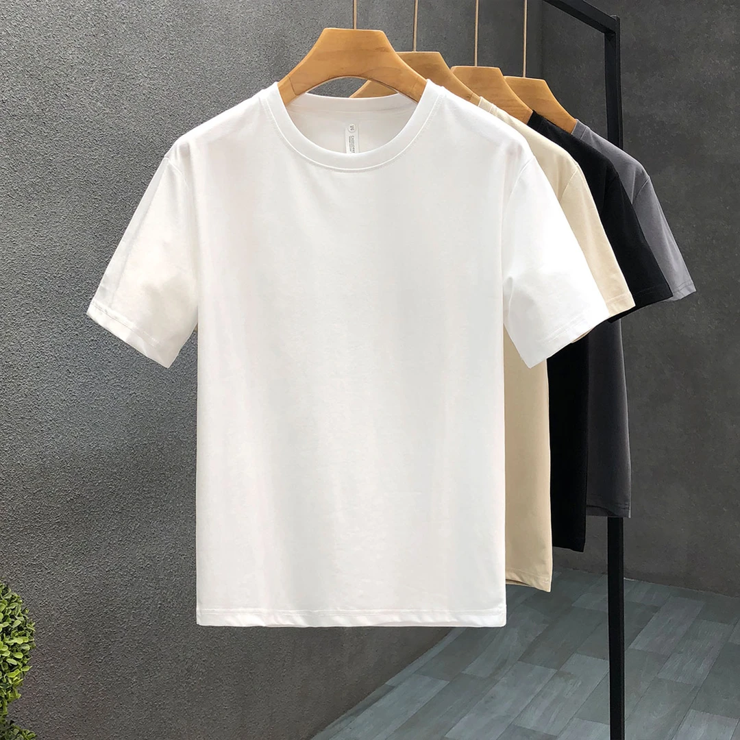 官方正品简约纯色短袖t恤男生潮牌潮流2025夏季新款男士白色上衣