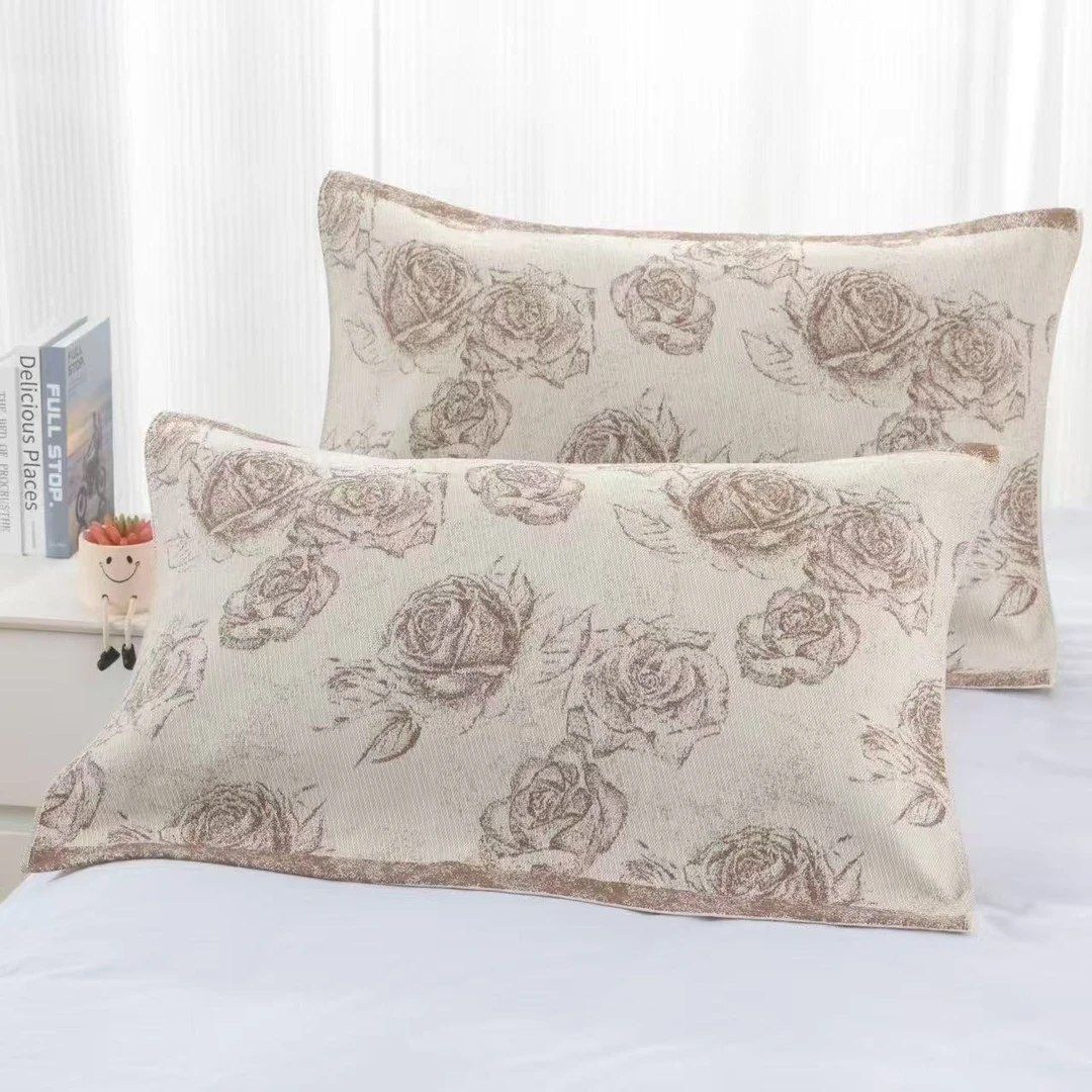 【优雅玫瑰咖枕巾】52*78cm枕巾舒适亲肤柔软枕巾一对装四季可用