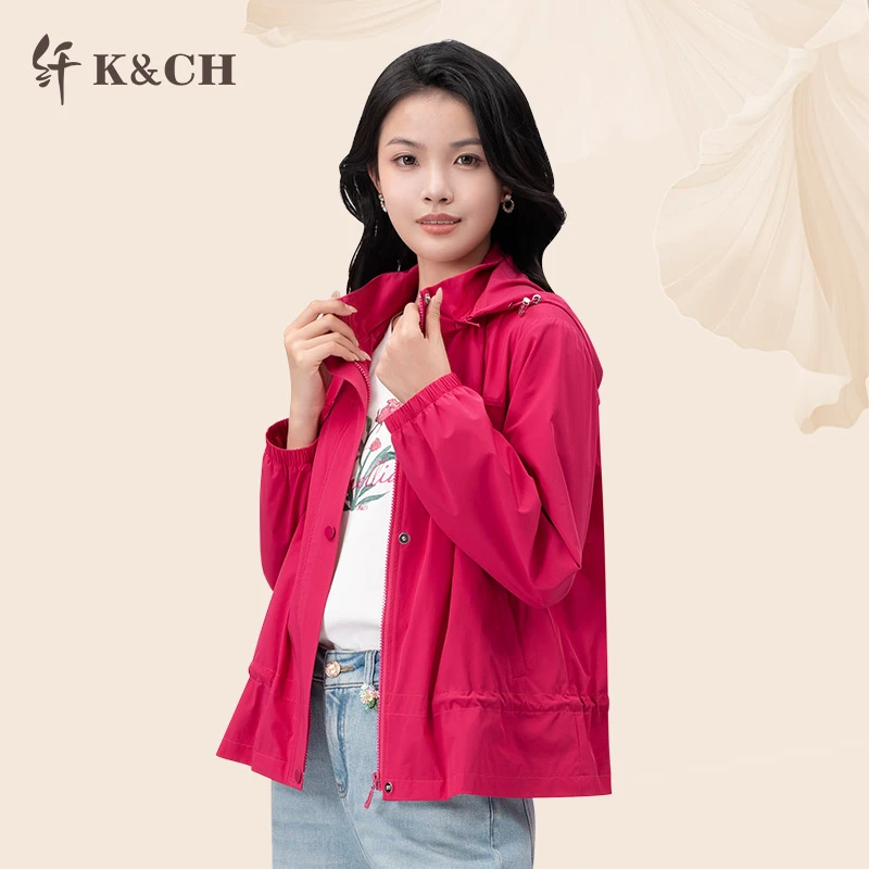 K&CH纤牌女装/春新款时尚百搭连帽外套女上衣休闲8582A165E1