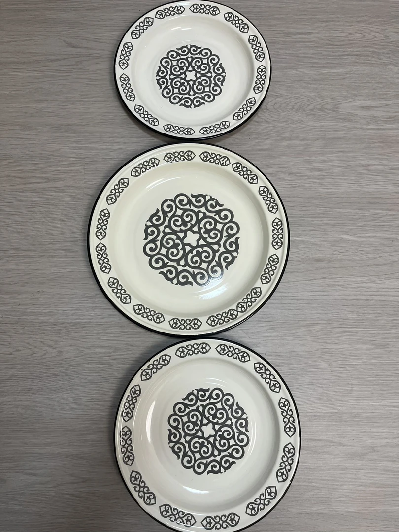 哈萨克图案三件套家用那仁盘子