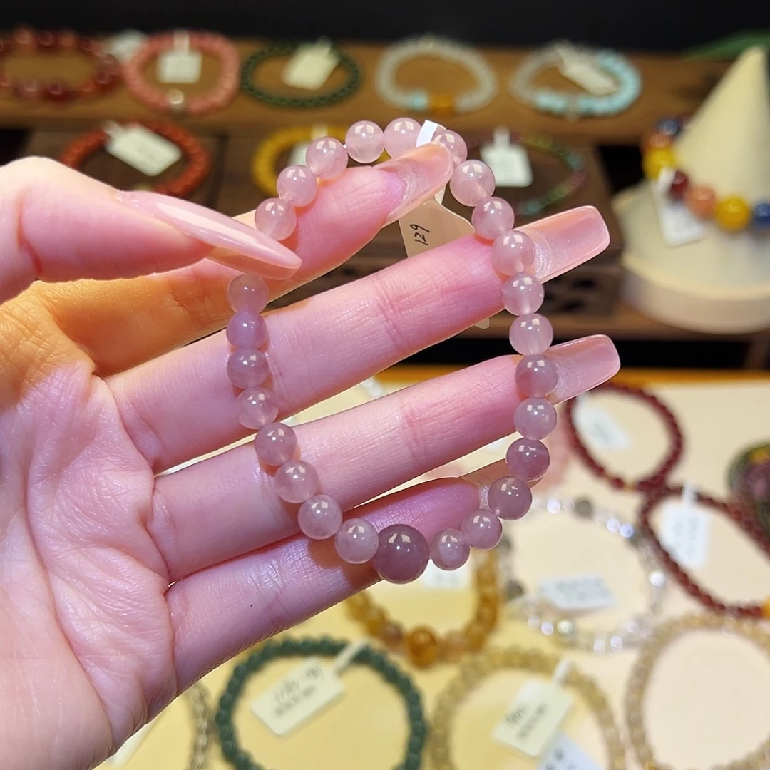 手串水晶银S925镀金镶嵌粉2031